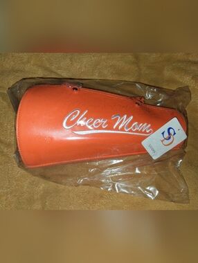 Sandol Cheerleader Megaphone CHEER MOM Purse Orange and White
